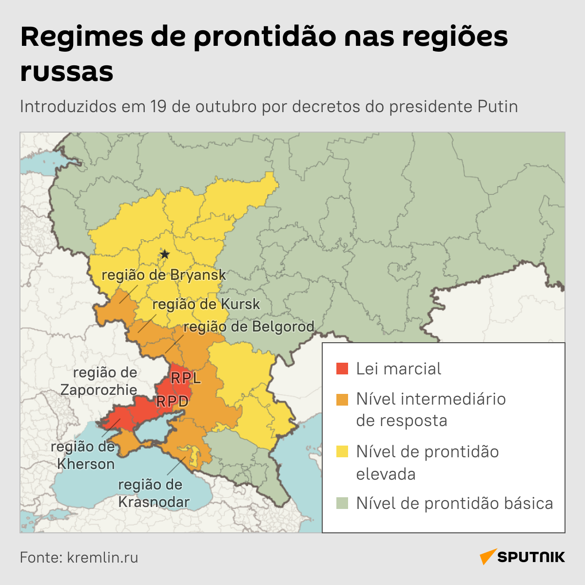 Regimes de prontidão em regiões russas após decretos do presidente Vladimir Putin - Sputnik Brasil