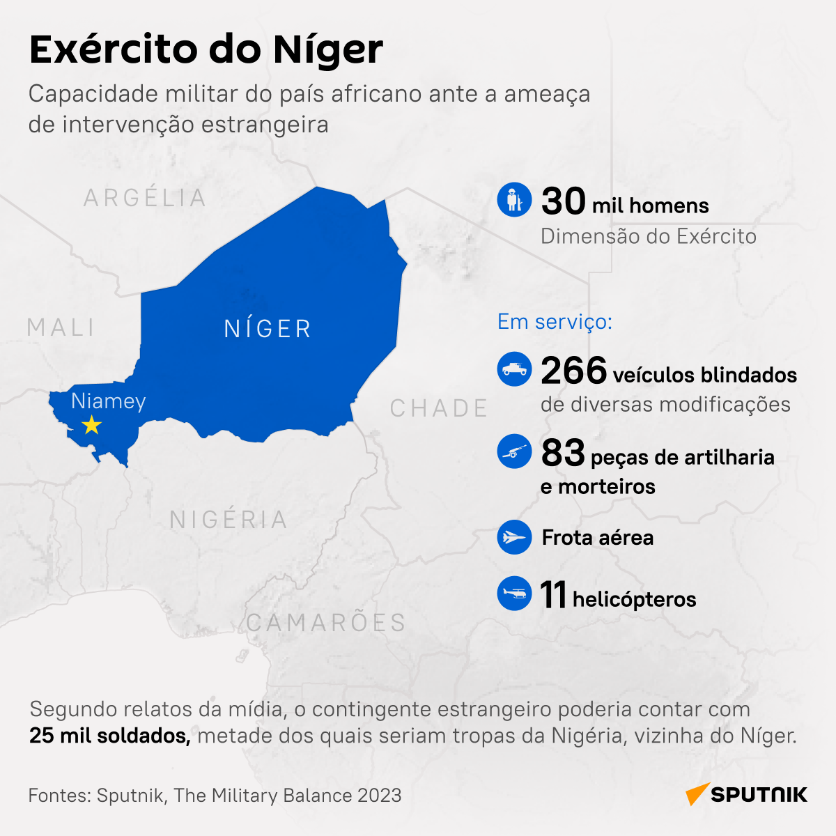 Confira a capacidade do Exército do Níger diante da ameaça de intervenção militar - Sputnik Brasil