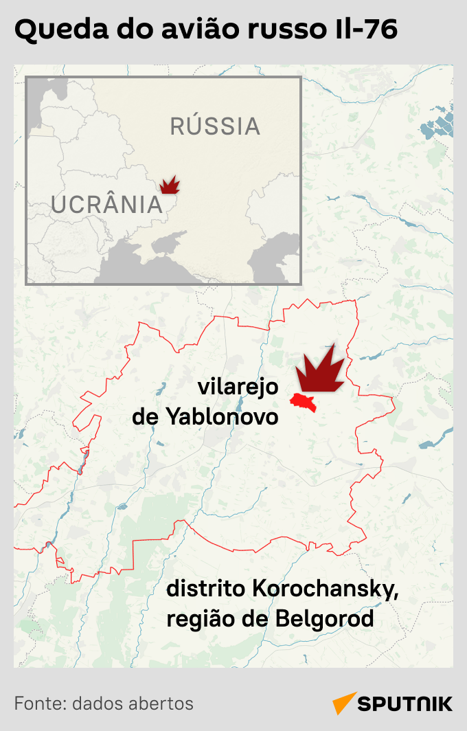Confira o mapa da região onde caiu o avião russo Il-76 - Sputnik Brasil