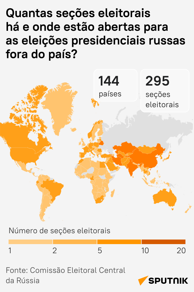 Eleições presidenciais fora do país: descubra onde cidadãos russos podem fazer sua escolha - Sputnik Brasil