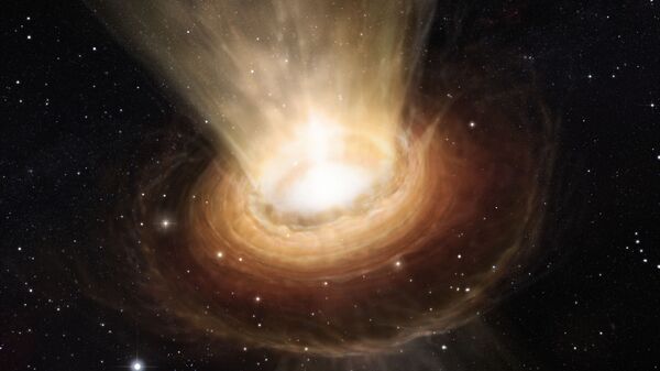 Impressão artística sobre o entorno do buraco negro supermassivo na galáxia NGC 3783 - Sputnik Brasil