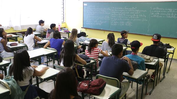 Sala de aula da Escola Estadual Antônio Vieira de Souza, em Guarulhos (SP) - Sputnik Brasil