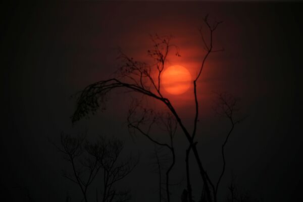 Pôr do sol em Apuí, no estado do Amazonas, após destruição provocada por incêndio - Sputnik Brasil