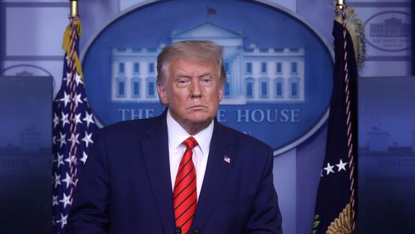 Presidente dos EUA, Donald Trump, durante briefing de imprensa na Casa Branca, Washington (EUA), 31 de agosto de 2020 - Sputnik Brasil