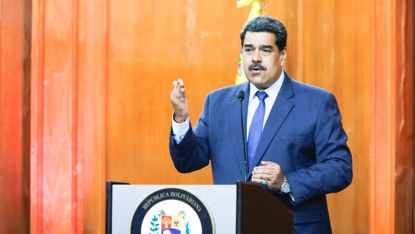 Presidente da Venezuela, Nicolás Maduro, discursa em evento em Caracas - Sputnik Brasil