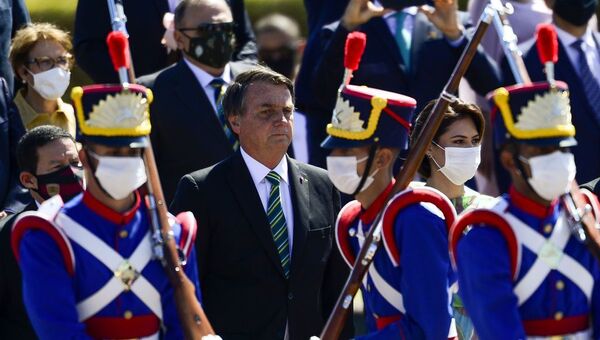 O presidente Jair Bolsonaro participa de cerimônia comemorativa do 7 de Setembro, no Palácio da Alvorada. - Sputnik Brasil
