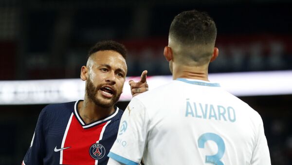 Atacante Neymar, do PSG, acusou zagueiro Álvaro Gonzalez, do Olympique, de racismo - Sputnik Brasil