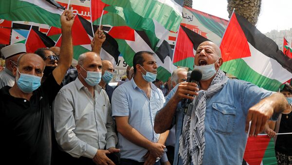 Protesto palestino contra normalização de relações com Israel - Sputnik Brasil