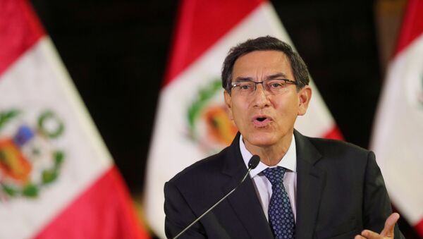 Martín Vizcarra, presidente do Peru, em pronunciamento. - Sputnik Brasil