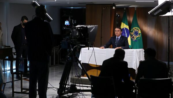 Presidente Jair Bolsonaro no decorrer da gravação da mensagem para a 75ª Assembleia Geral da ONU - Sputnik Brasil