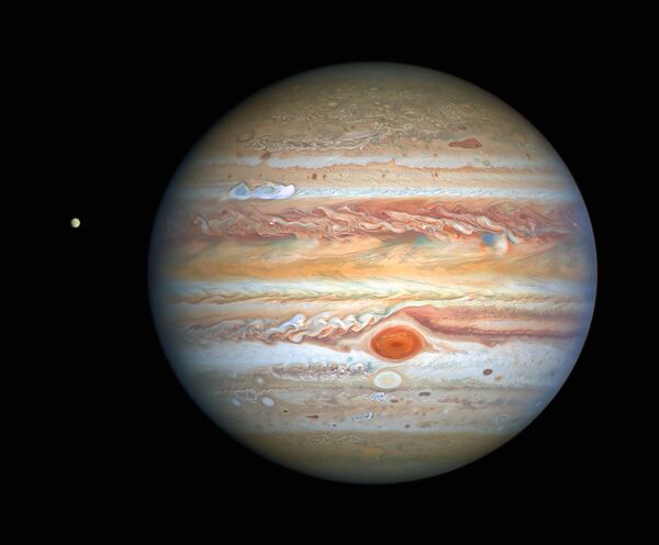 Fotografia de Júpiter tirada pelo telescópio espacial Hubble em 25 de agosto, revelando dados sobre o clima do planeta - Sputnik Brasil