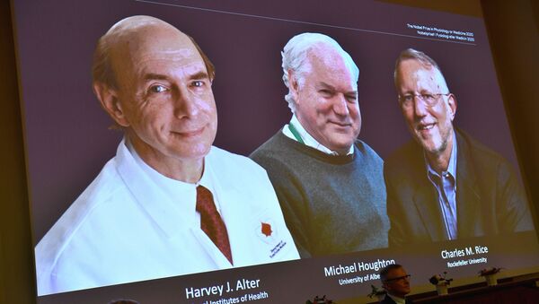 Harvey J. Alter, Michael Houghton e Charles M. Rice, vencedores do Prêmio Nobel de Medicina 2020 - Sputnik Brasil