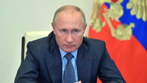 Presidente da Rússia, Vladimir Putin durante reunião em formato virtual, em Moscou, Rússia, 8 de outubro de 2020  - Sputnik Brasil