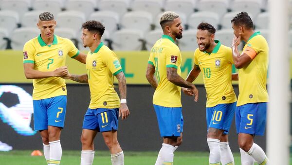 Jogo entre Brasil e Bolívia nas eliminatórias sul-americanas para o Mundial de 2022 no estádio do Morumbi, em São Paulo - Sputnik Brasil
