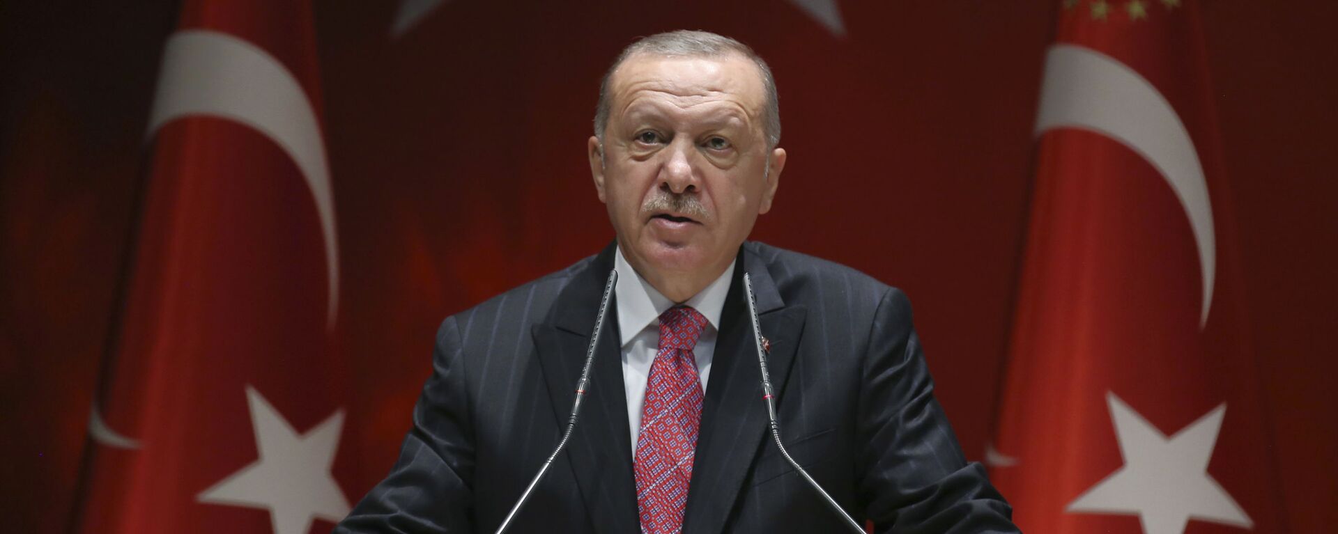 O presidente da Turquia, Recep Tayyip Erdogan, fala aos membros de seu partido, em Ancara, Turquia, em 13 de agosto de 2020 - Sputnik Brasil, 1920, 17.01.2023