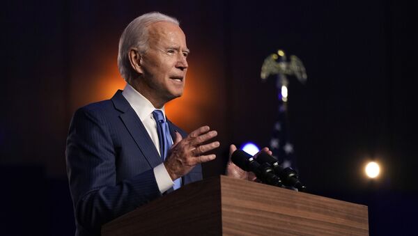 Joe Biden, candidato democrata à presidência dos EUA, discursa na cidade de Wilmington - Sputnik Brasil