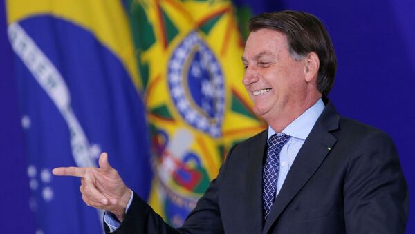 O presidente Jair Bolsonaro durante cerimônia no Palácio do Planalto. - Sputnik Brasil