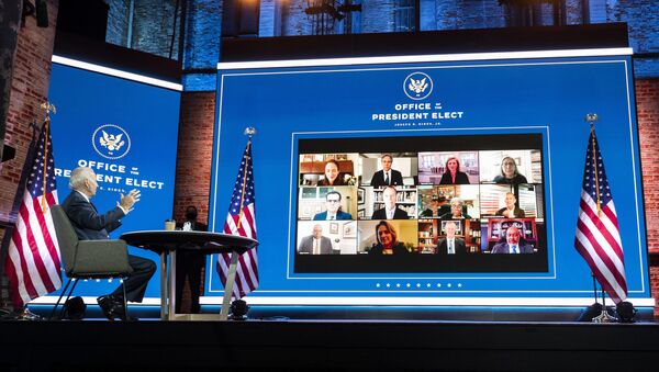 Provável vencedor das eleições presidenciais dos EUA, Joe Biden, coordena reunião de gabinete de transição, Wilmington, Delaware, EUA, 17 de novembro de 2020  - Sputnik Brasil