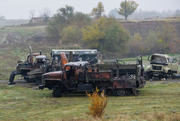 Material militar destruído no distrito de Fizuli, Azerbaijão. - Sputnik Brasil