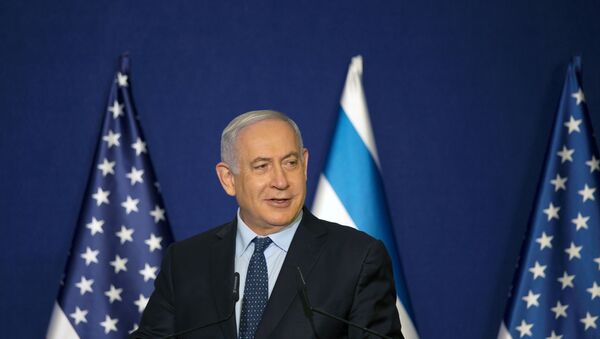 Primeiro-ministro de Israel, Benjamin Netanyahu, em declaração conjunta com Mike Pompeo, secretário de Estado dos EUA - Sputnik Brasil