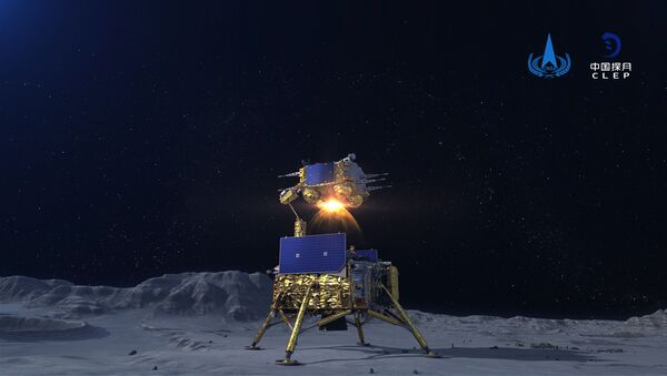 Simulação da sonda Chang'e-5 decolando da superfície lunar - Sputnik Brasil