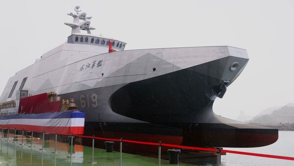 A corveta da classe Tuo Chiang pode ser vista durante a cerimônia oficial em Yilan, Taiwan, 15 de dezembro de 2020 - Sputnik Brasil