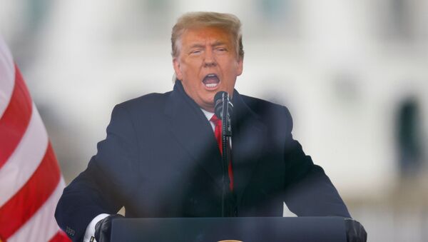 O presidente dos EUA, Donald Trump, fala durante um comício para contestar a certificação dos resultados das eleições presidenciais dos EUA em 2020 pelo Congresso dos EUA, em Washington, EUA, 6 de janeiro de 2021 - Sputnik Brasil