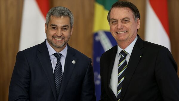 O presidente Jair Bolsonaro e o presidente do Paraguai, Mario Abdo Benítez, no Palácio do Planalto - Sputnik Brasil