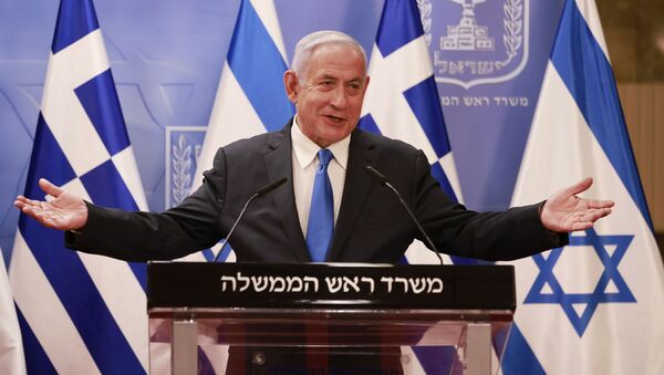 Primeiro-ministro israelense, Benjamin Netanyahu, durante conferência de imprensa em Jerusalém, 8 de fevereiro de 2021  - Sputnik Brasil