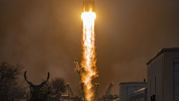 Lançamento do foguete russo Soyuz-2.1a com veículo de carga Progress MS-16 desde o cosmódromo de Baikonur - Sputnik Brasil