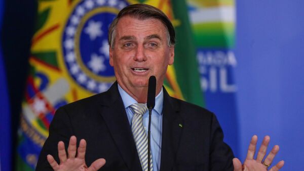 Presidente do Brasil, Jair Bolsonaro, discursa durante cerimônia no Palácio do Planalto, Brasília, 24 de fevereiro de 2021  - Sputnik Brasil