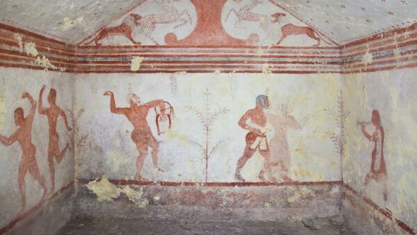   Pinturas ancestrais datadas de 470 a.C., em Tarquinia, da região do Lácio, na Itália - Sputnik Brasil
