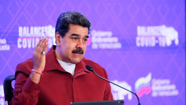 Presidente da Venezuela, Nicolás Maduro, em coletiva de imprensa no Palácio Miraflores, em Caracas - Sputnik Brasil