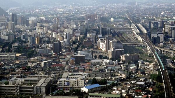 Vista para a cidade de Fukushima da montanha Shinobu, prefeitura de Fukushima, Japão, 9 de março de 2020 - Sputnik Brasil