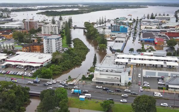 Vista aérea de Port Macquarie durante as fortes chuvas que atingiram a cidade - Sputnik Brasil
