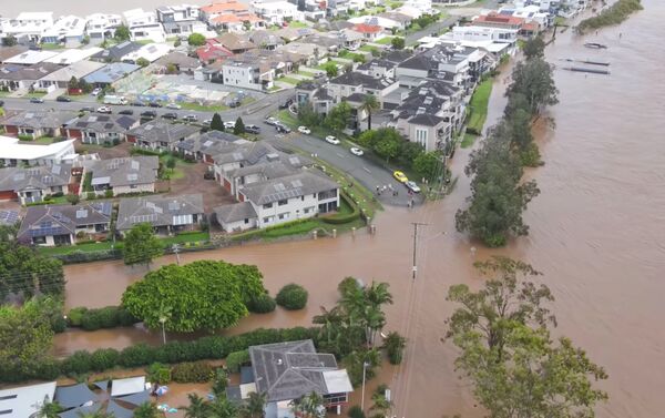 Vista aérea de Port Macquarie durante as fortes chuvas que atingiram a cidade - Sputnik Brasil