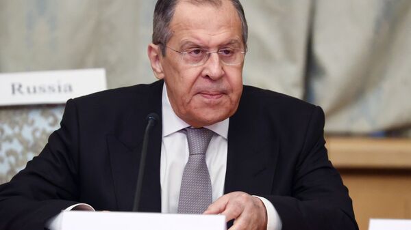 Ministro das Relações Exteriores da Rússia, Sergei Lavrov, participa de conferência de paz sobre o Afeganistão, em Moscou, Rússia, 18 de março de 2021  - Sputnik Brasil