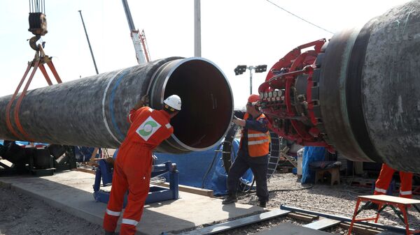 Trabalhadores em canteiro de obras do gasoduto Nord Stream 2, próximo à cidade de Kingisepp, região de Leningrado, Rússia (foto da arquivo) - Sputnik Brasil
