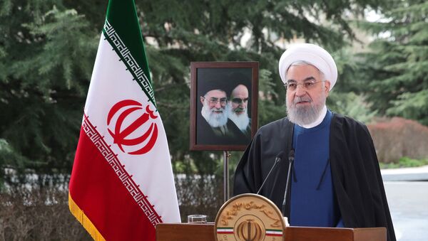 Presidente do Irã, Hassan Rouhani, discursa durante as celebrações do ano novo iraniano, em Teerã, Irã, 20 de março de 2021  - Sputnik Brasil