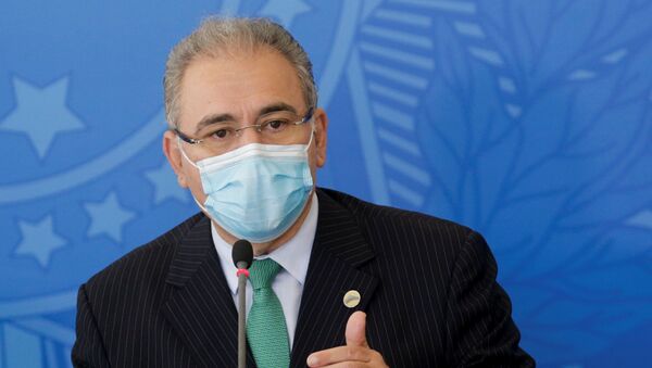 O ministro da Saúde, Marcelo Queiroga, durante coletiva de imprensa. - Sputnik Brasil