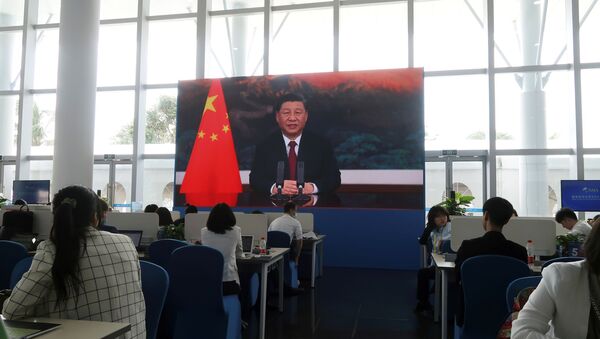 Presidente da China, Xi Jinping, discursa durante o Fórum Boao Ásia, em Hainan, China, 20 de abril de 2021  - Sputnik Brasil