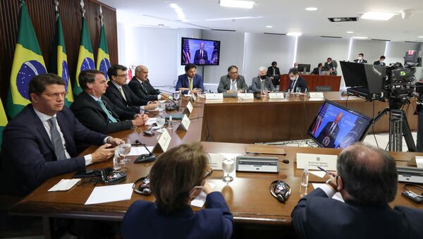 O presidente Jair Bolsonaro participa da Cúpula do Clima por vídeo em Brasília - Sputnik Brasil