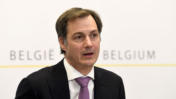 Primeiro-ministro da Bélgica, Alexander De Croo, durante coletiva de imprensa em Bruxelas, no dia 14 de abril de 2021 - Sputnik Brasil