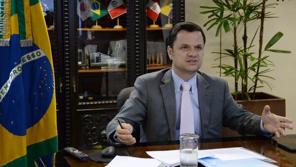 O ministro da Justiça, Anderson Torres, durante a abertura virtual do Fórum Nacional sobre Violência Institucional e Ideológica contra Crianças e Adolescentes, em 27 de abril de 2021 - Sputnik Brasil