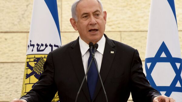 Primeiro-ministro israelense, Benjamin Netanyahu, discursa em Jerusalém, 13 de abril de 2021  - Sputnik Brasil