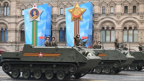 Veículo anfíbio blindado de transporte de pessoal BTR-MDM Rakushka na Parada da Vitória em Moscou, Rússia, 9 de maio de 2021 - Sputnik Brasil