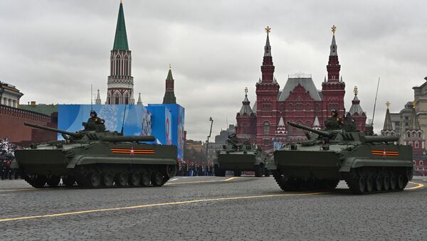 Veículo de combate de infantaria BMP-3 durante o desfile militar no Dia da Vitória, Moscou, Rússia, 9 de maio de 2021 - Sputnik Brasil