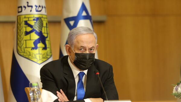 Ex-primeiro-ministro israelense Benjamin Netanyahu participa de uma reunião de gabinete especial por ocasião do Dia de Jerusalém, em Jerusalém, 9 de maio de 2021.  - Sputnik Brasil