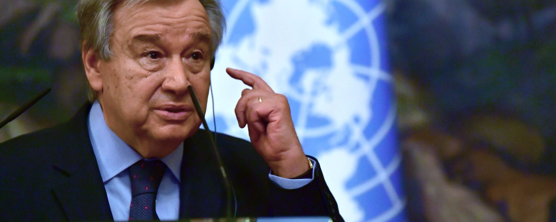 Secretário-geral da ONU, António Guterres, durante coletiva de imprensa conjunta com chanceler russo em Moscou, 12 de maio de 2021 - Sputnik Brasil, 1920, 14.09.2023