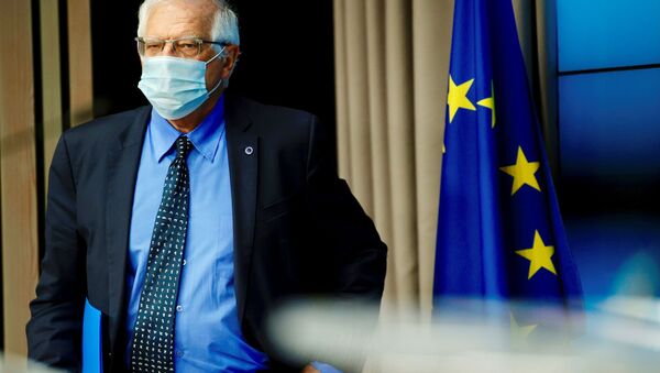 Josep Borrell, alto representante da política externa da União Europeia, chega a coletiva de imprensa em Bruxelas, Bélgica, 10 de maio de 2021 - Sputnik Brasil